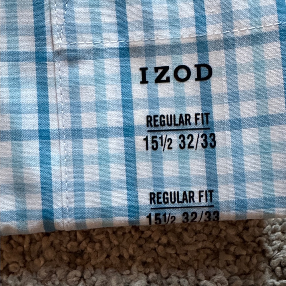 Izod Mens Regular Fit Long Sleeve Button Down White & Blue New With Tags - Picture 4 of 5